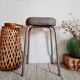 Tabouret vintage métal et skaï gris