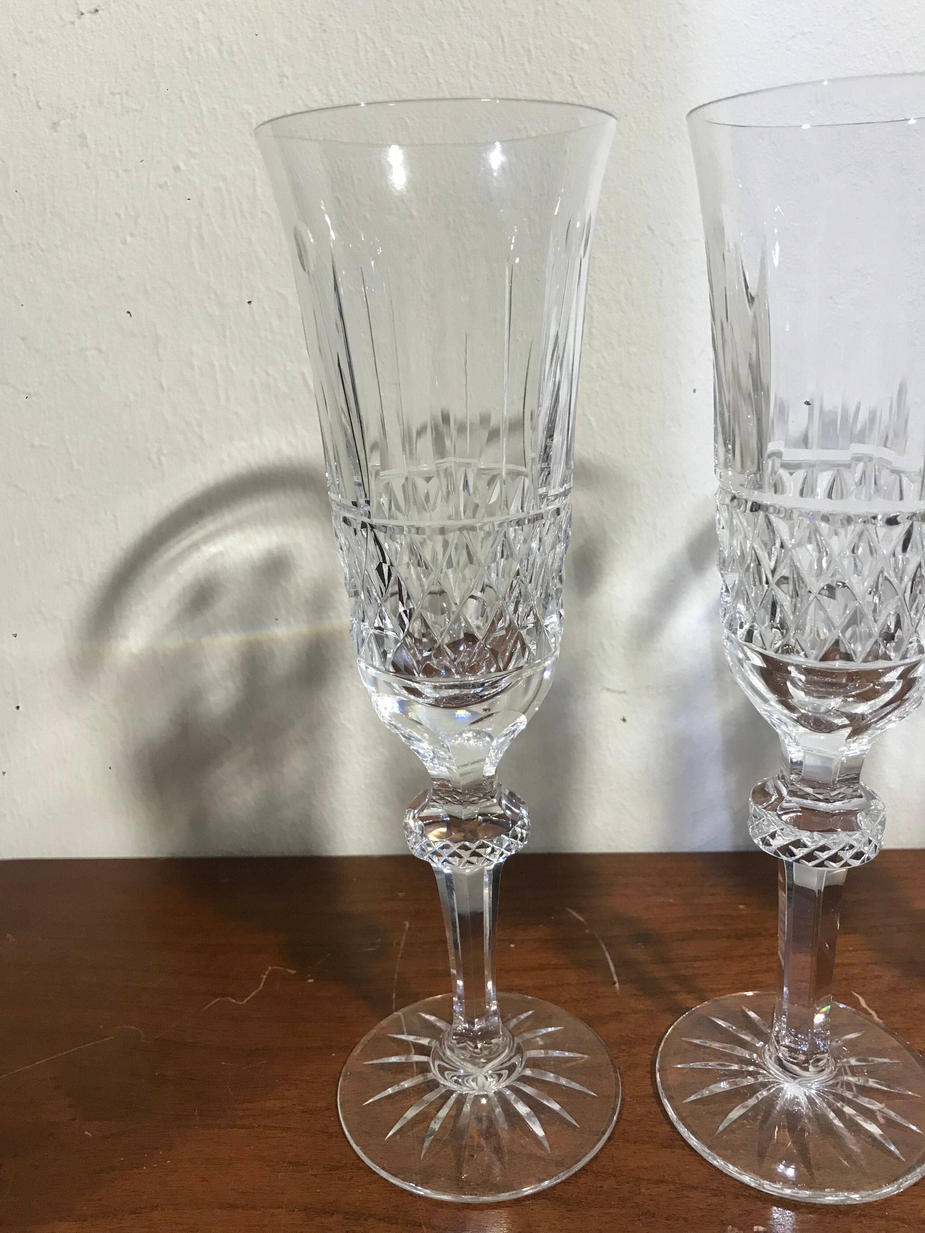 Set de 4 flûtes à champagne cristal de Lorraine style Saint Louis
