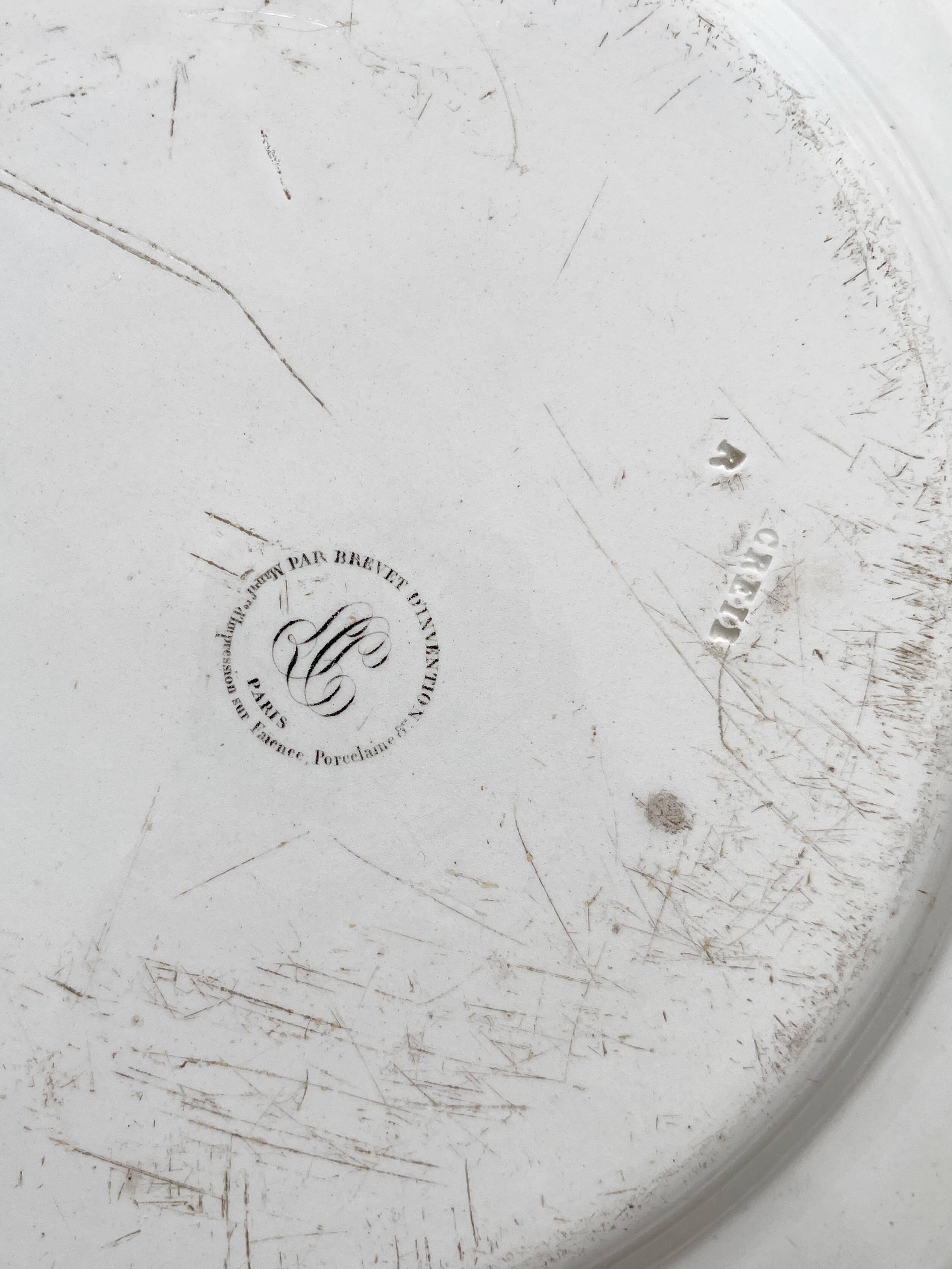 Antique fine earthenware plate "Palais Bourbon" Creil, early 19th century