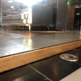 Mirror period 19th gilded with gold leaf 158.5cm / 113cm mercury ice pricked, parquet on the back.