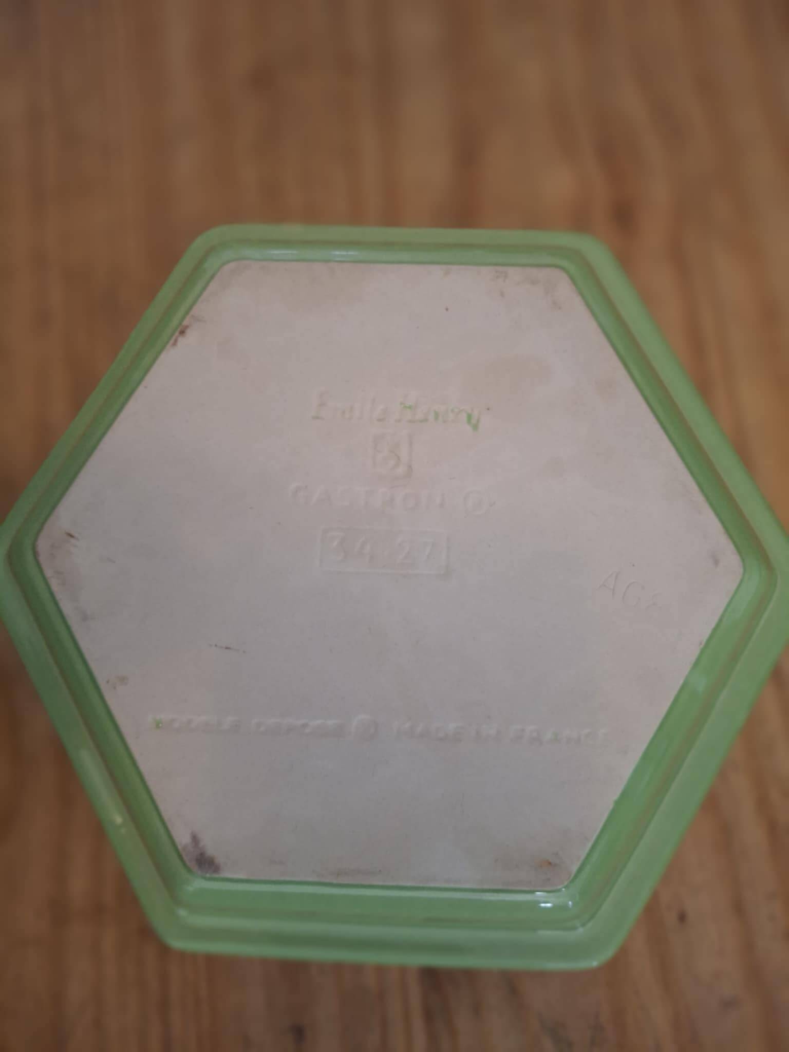 Hexagonal serving dish Emile Henry Green and White model Gastron