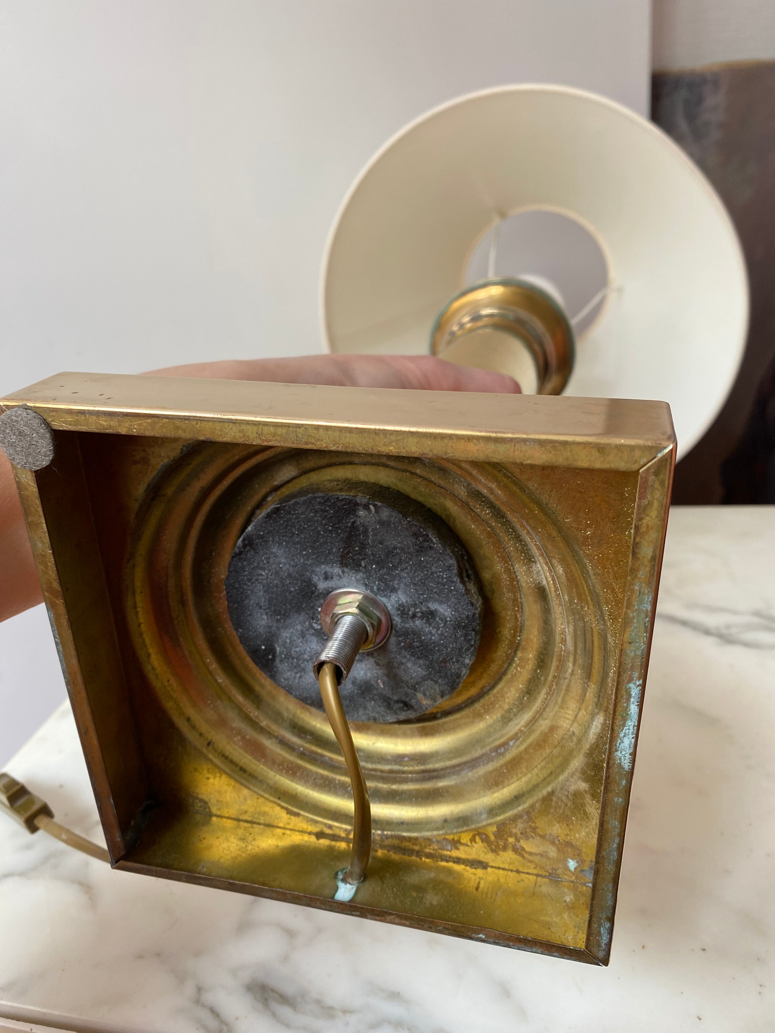 Brass column lamp neoclassical style 60s vintage