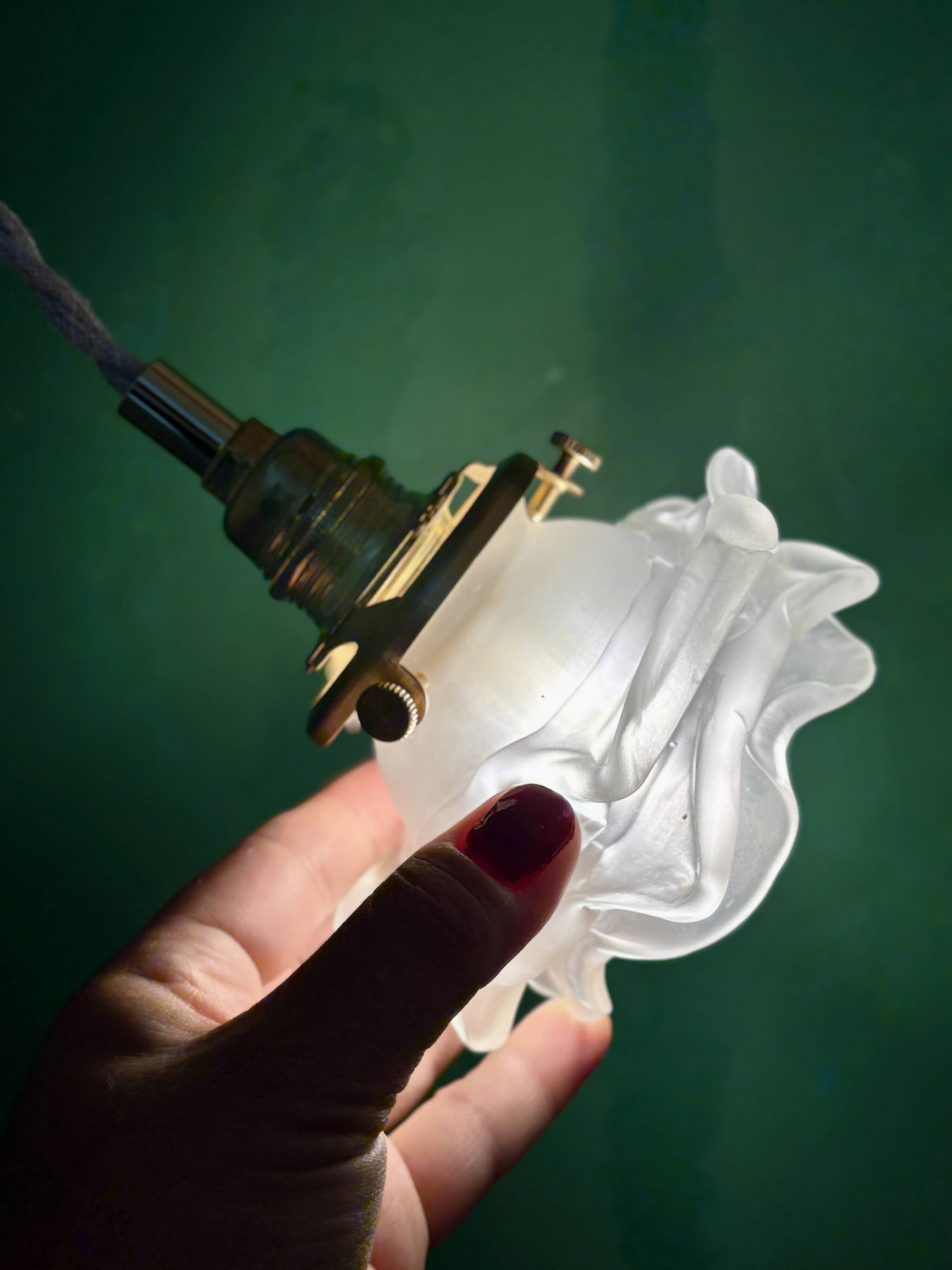 Vintage frosted glass tulip flower pendant light