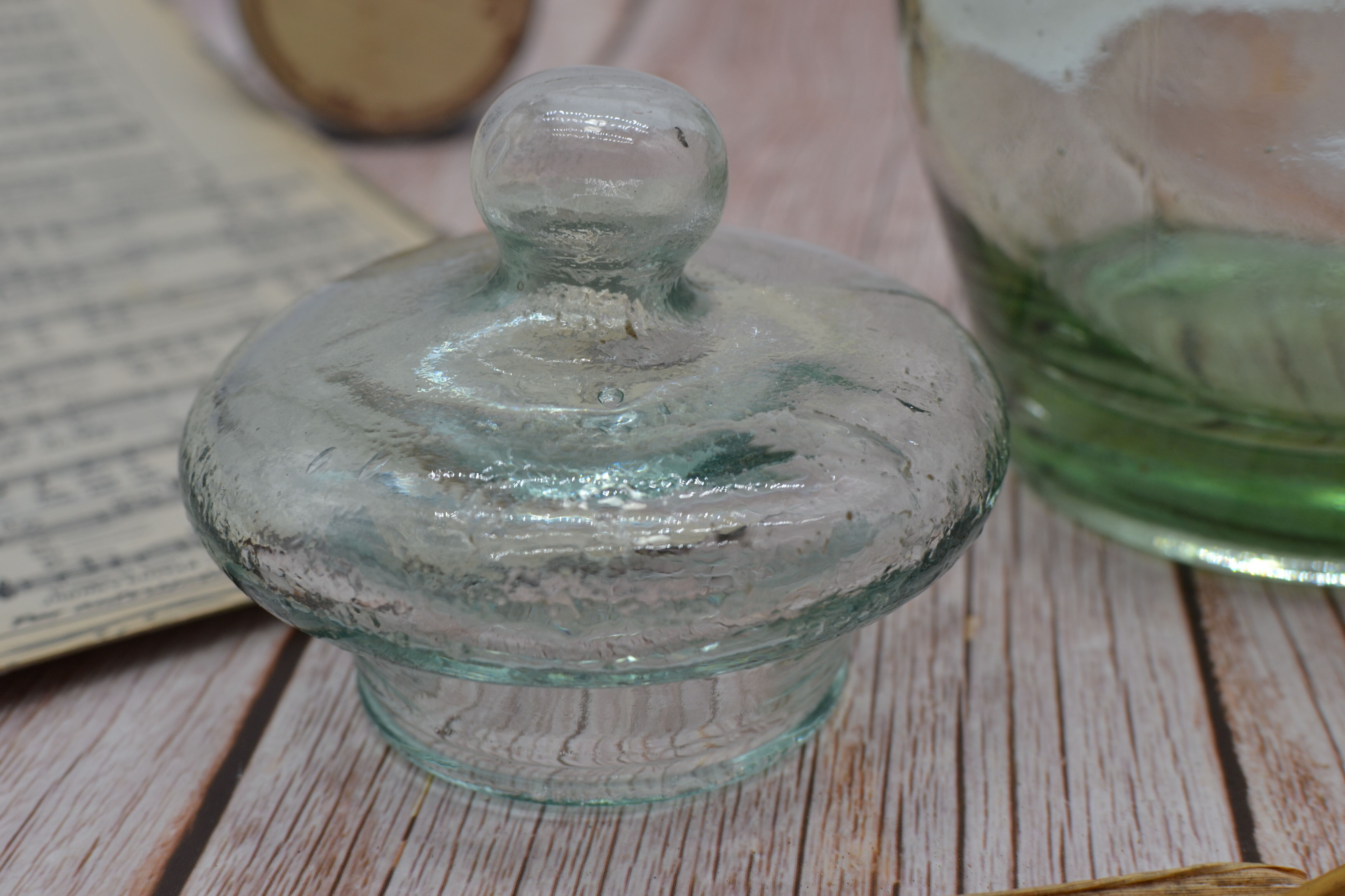 Old jar made of thick glass