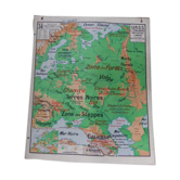 Map mural school hardback geography, USSR and Finland by Vidal-Lablache. Double-sided. N 34 and 34 bis, vintage collection