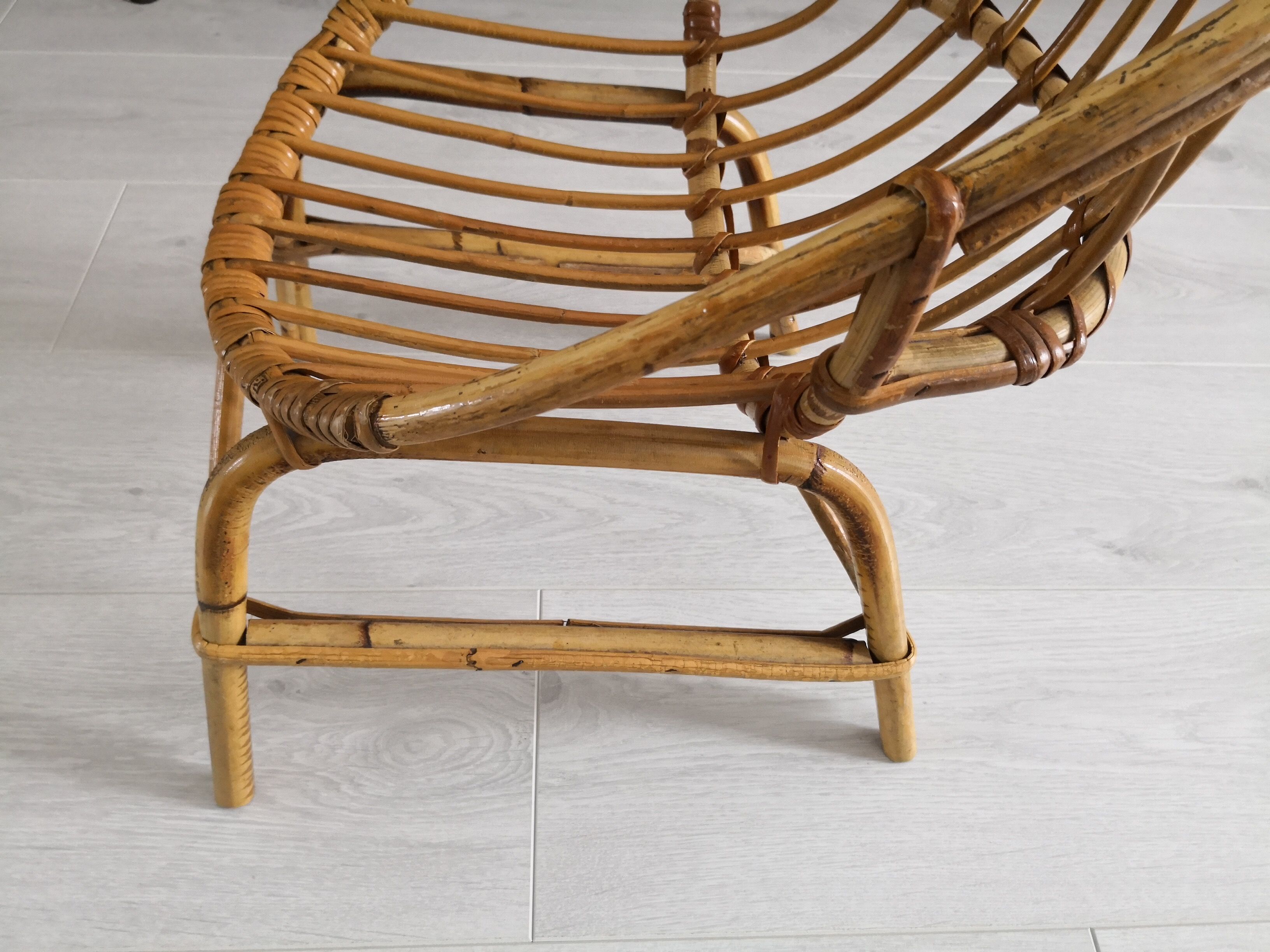 Children's rattan basket chair from the 70s