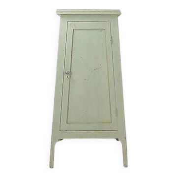Vintage Green patinated wood Pedestal Cabinet Storage