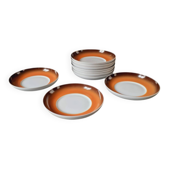 10 soup plates from the 70s, Space Age Porcelain, Manufacture Royale De Li