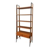Vintage Scandinavian bookshelf in teak and black metal – Design