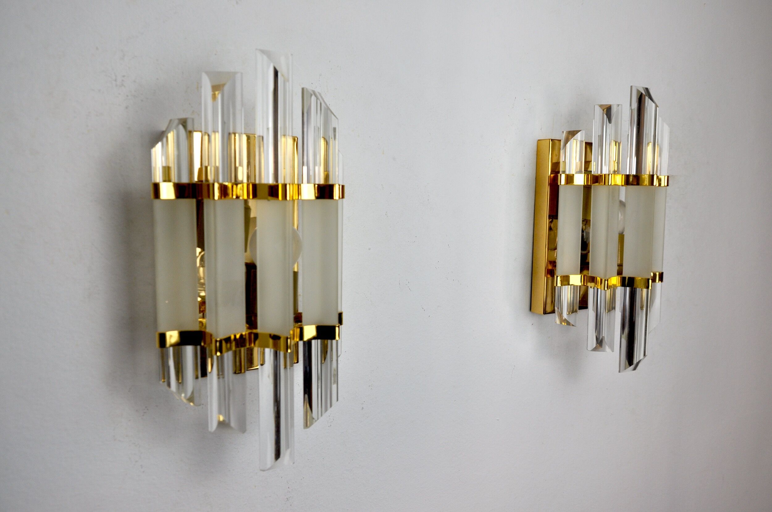 Pair of wall lamps Venini glass from Murano Italy 1970