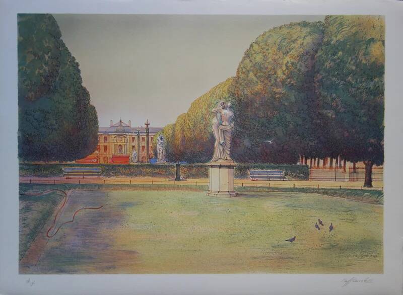 Rolf RAFFLEWSKI: Garden of Paris with a Kiss, original signed lithograph