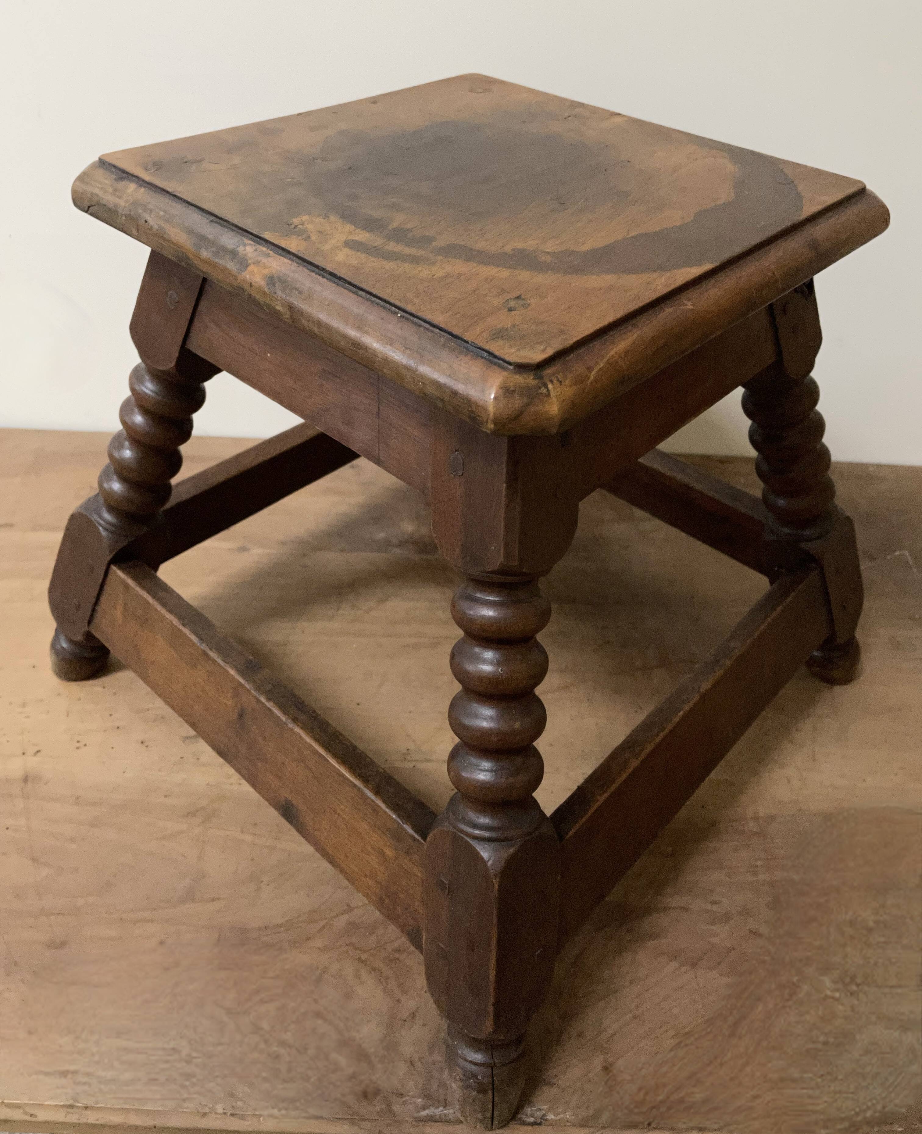 Walnut stool Louis XIII style nineteenth century