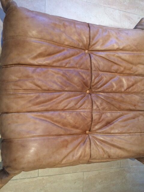Togo pouffe by Michel Ducaroy for Ligne Roset natural leather