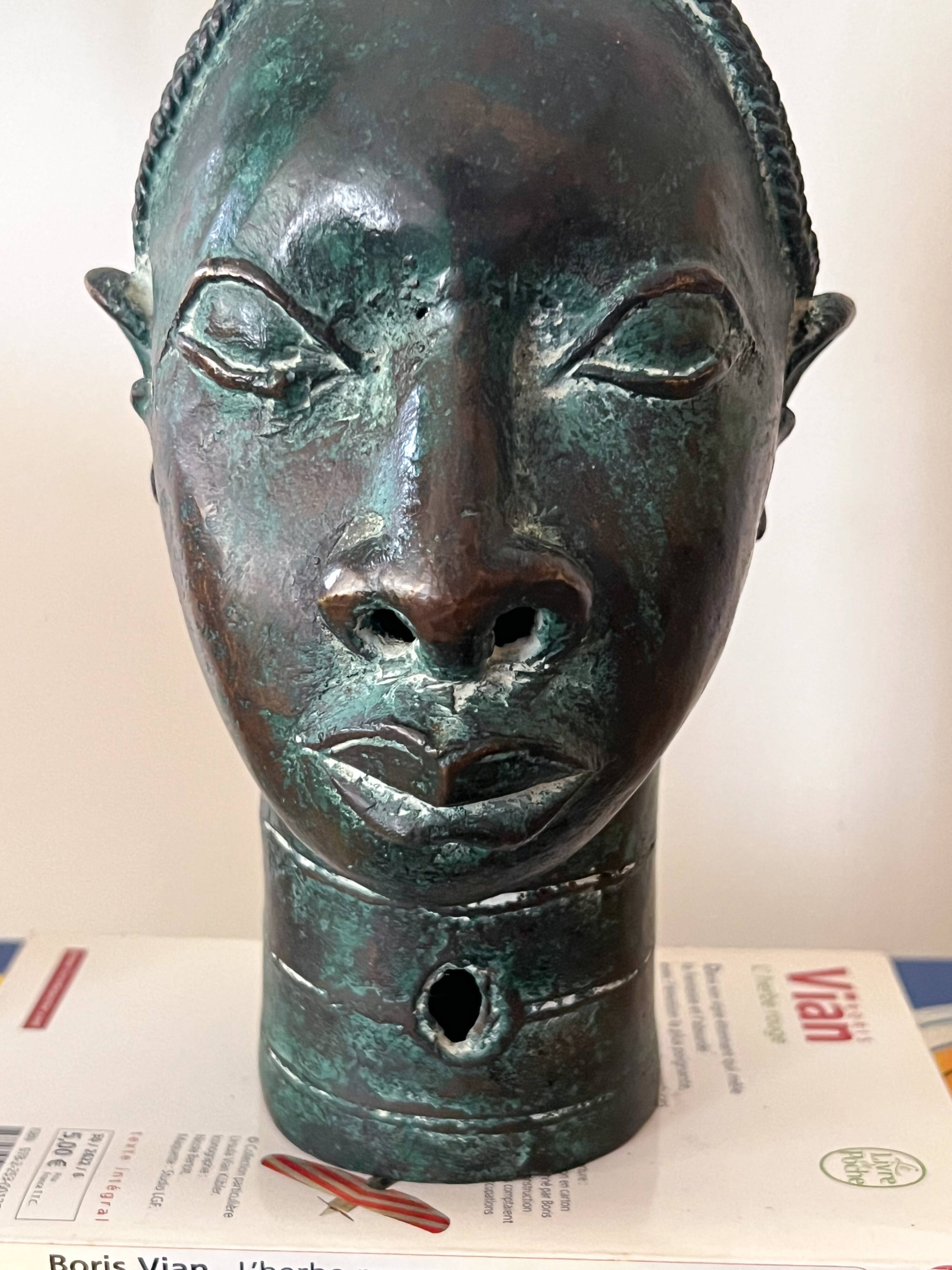 Ife head with bronze headdress (Nigeria)