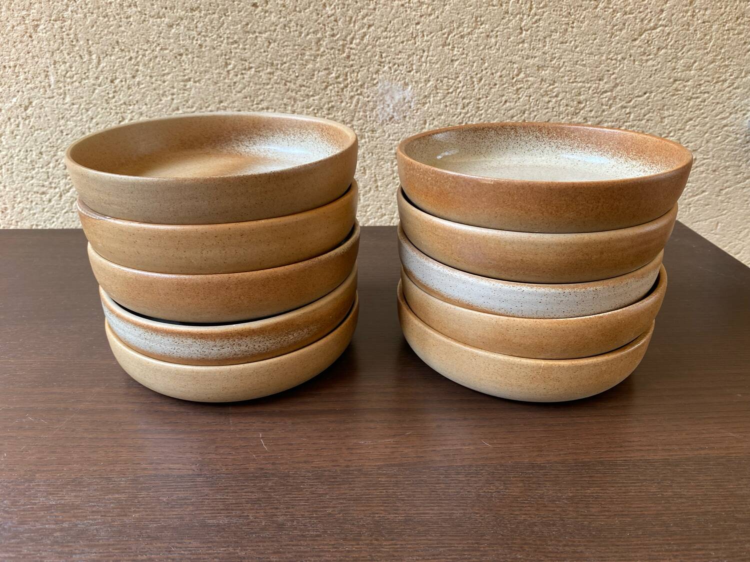 Serving dessert plates Grès France vintage 80s