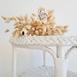 Table basse ancienne en rotin blanc