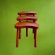 Set of three nesting stools in glazed wood, bean shape - 1960s-70s