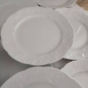 Set of 12 dessert plates in white porcelain marli in relief Wild Ivy