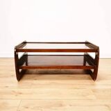 Coffee table in wood and smoked glass