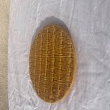 Flat round tray in slip with braided pattern signed FPP Vallauris J19 France vintage