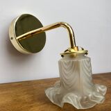 Gold bent applique vintage glass tulip