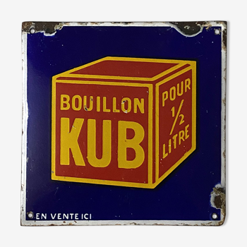 Petite plaque émaillée publicitaire "Bouillon Kub"