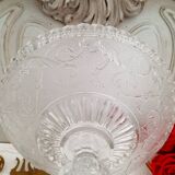 Compotier ancien en verre pressé moulé Portieux