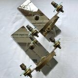 Pair of Italian art deco wall lights in mirror and brass, vintage, 1930s