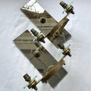 Pair of Italian art deco wall lights in mirror and brass, vintage, 1930s