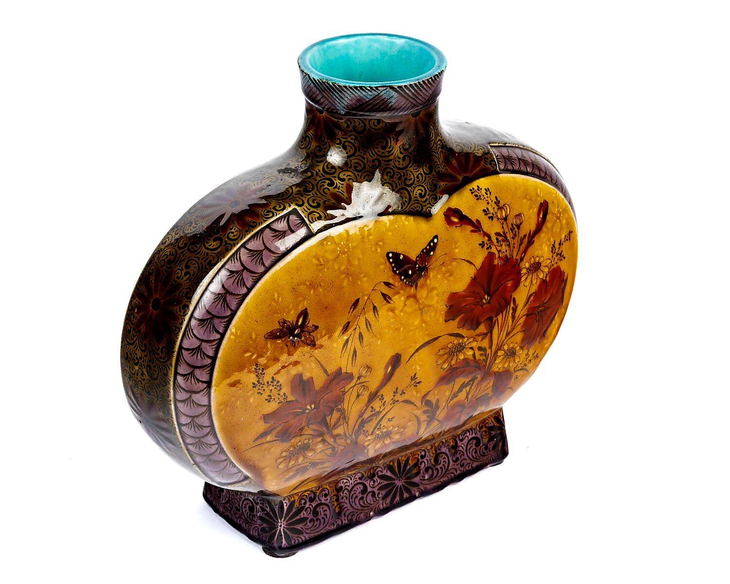 Théodore Deck (1823-1891) Vase. Japonese style in earthenware circa 1885