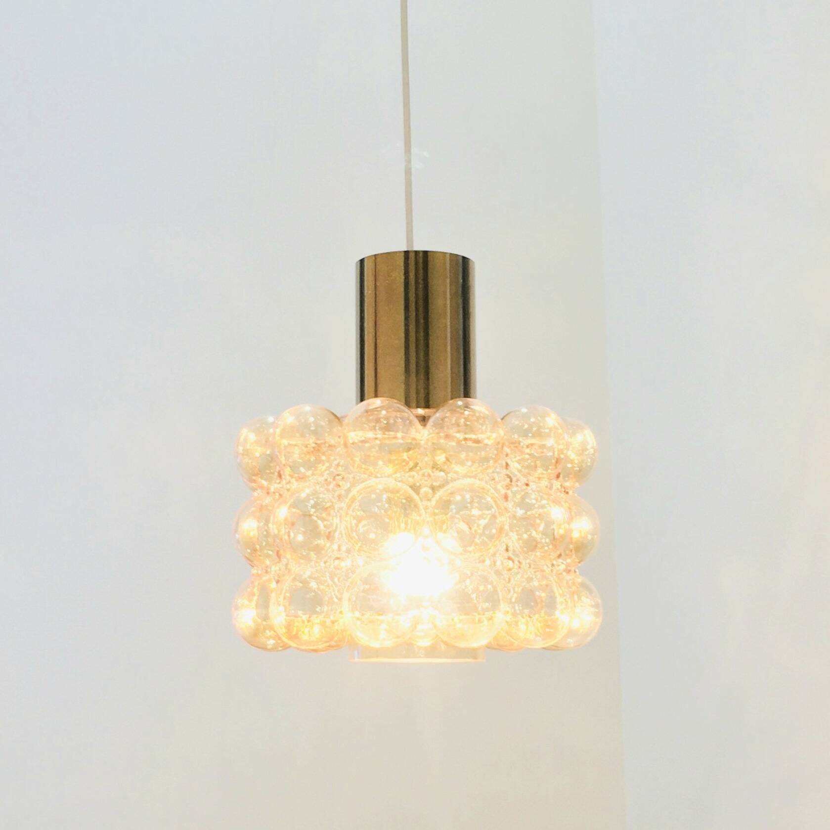 Large Mid-Century Amber Bubble Glass Ceiling Light by Helena Tynell, 1960s