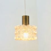 Grand plafonnier en verre bulle ambre de style mid-century par Helena Tynell, années 1960.