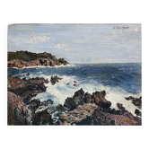 Tableau HSP "Seaside Côte d'Azur" Marine signed around 1950
