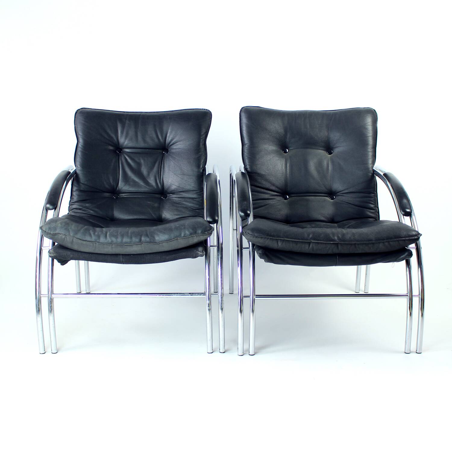 Fauteuil de salon chromé du milieu du siècle par Viliam Chlebo pour Kodreta, Tchécoslovaquie, années 1980