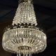 Crystal and gilded bronze basket chandelier with pendants - 90 / 50cm