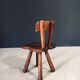 Rustic Alpine Hand-Carved Oak Chair, France, 1920s