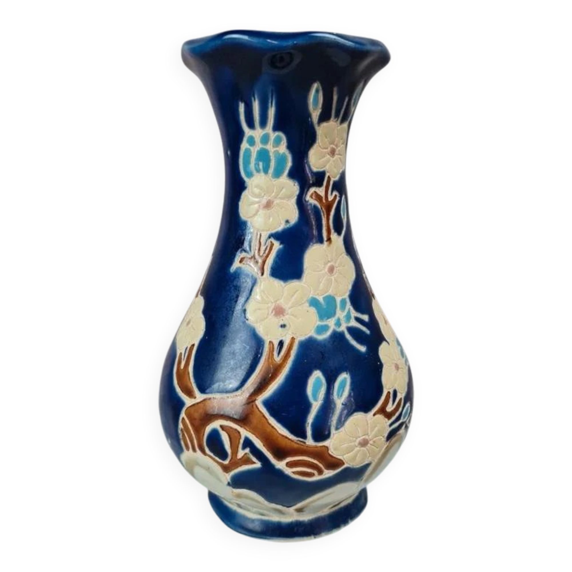 Antique vase in earthenware – tubular enamel decoration
