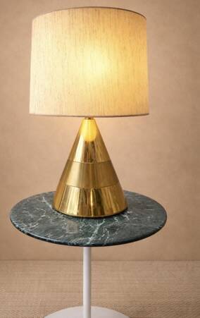 Lampe de table Italienne - 1970 - Laiton & Lin
