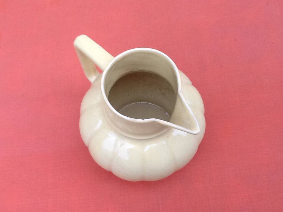 Art Deco Teapot / Teapot with metal infuser Yellow fluted ceramic