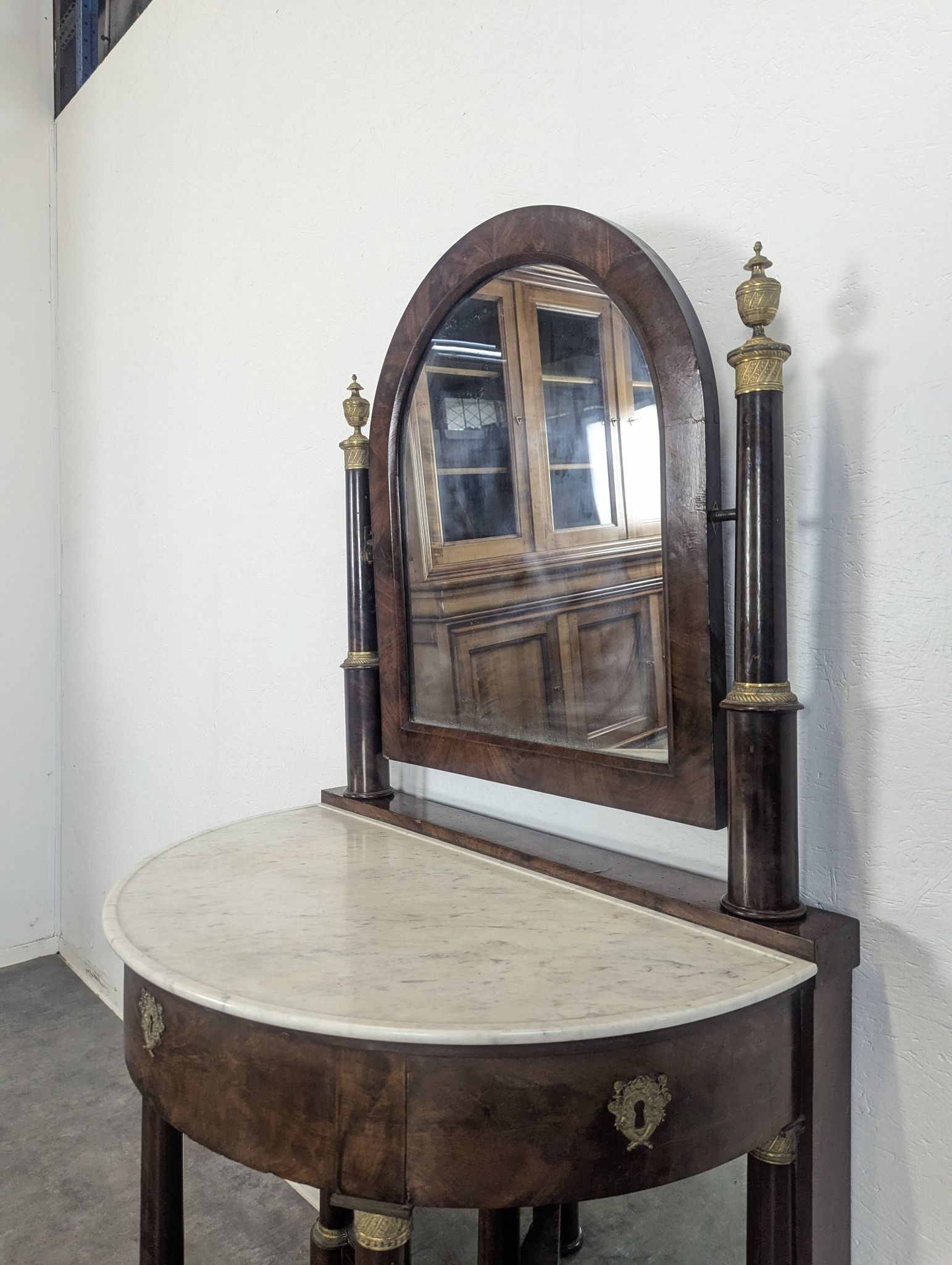 Rare Empire period half-mirror dressing table
