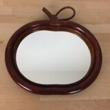 Miroir pomme en rotin vintage 33x34cm