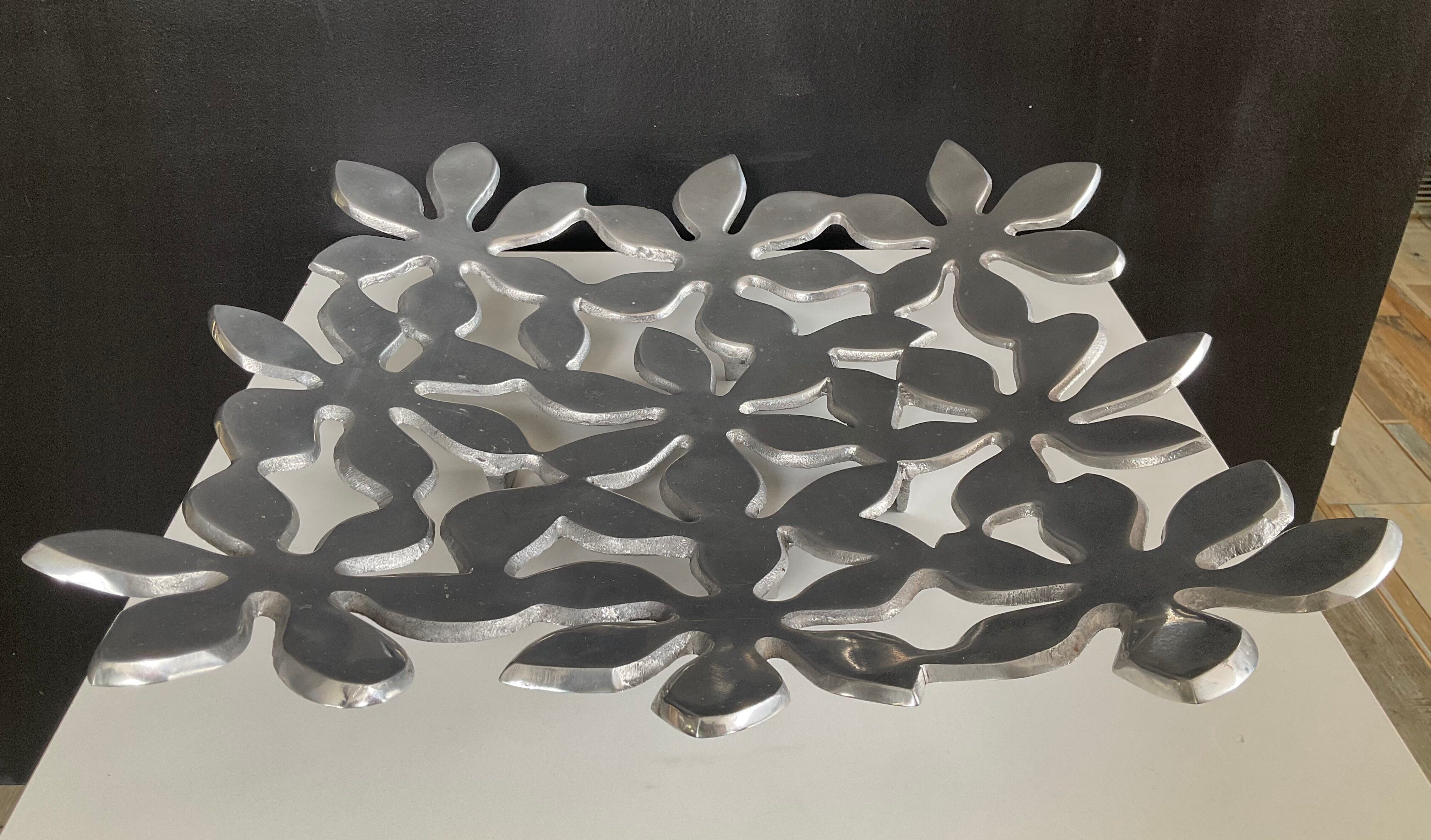 Vintage perforated aluminium cast iron centrepiece