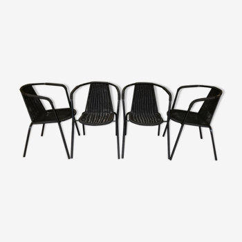 4 garden braiding black resin chairs