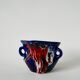 Ceramic vase / fat lava red, blue and white, 1970