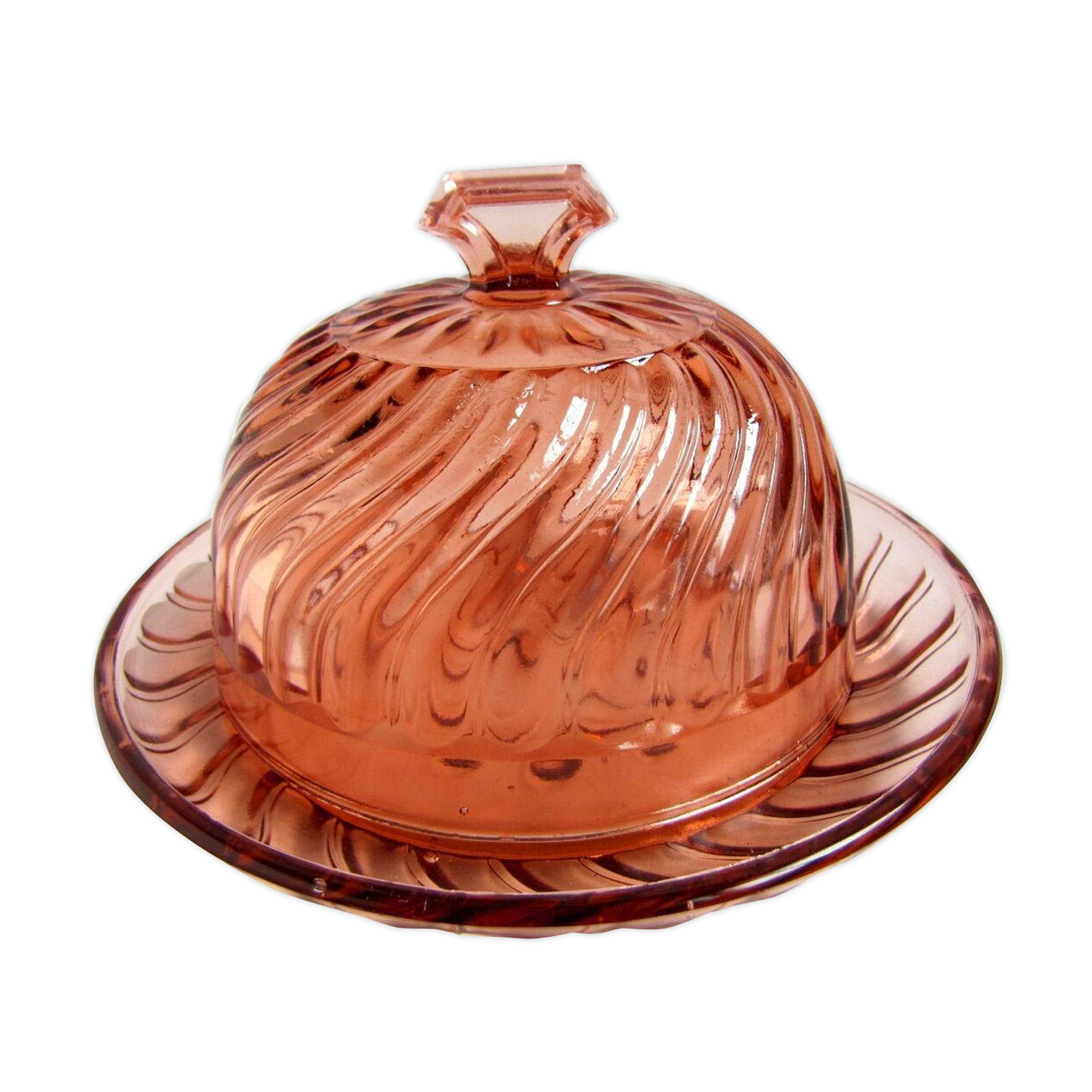 Vintage cheese bell on twisted glass plate 50's