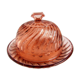 Vintage cheese bell on twisted glass plate 50's