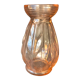 Antique art deco hyacinth vase in pink molded glass leaf pattern