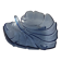 Large leaf-shaped fruit bowl, made of moulded blue glass.
