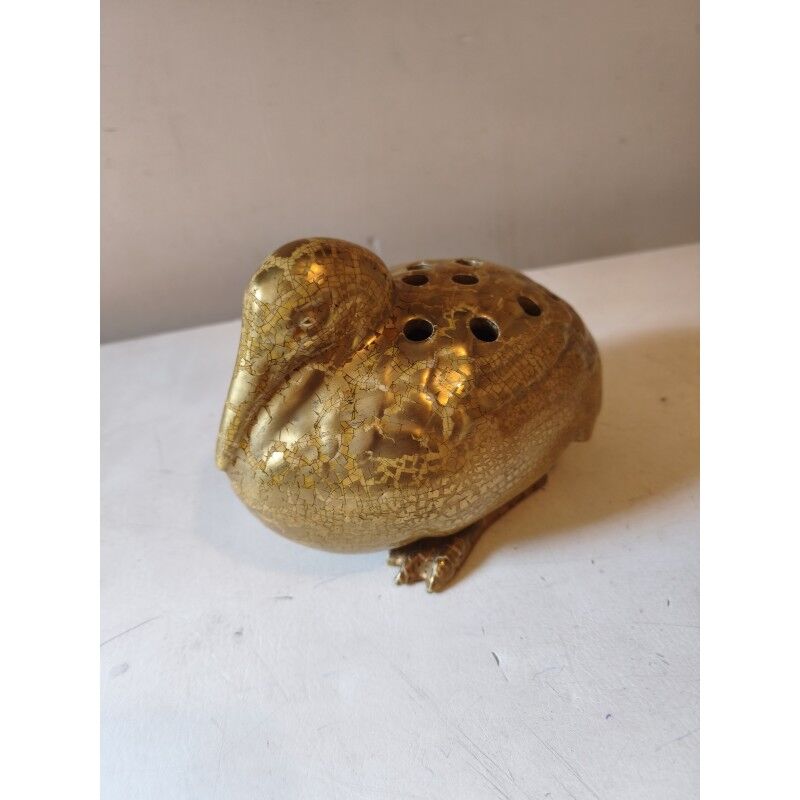 Golden earthenware flower vase "Woodcock"