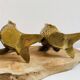 Pair of koi carp vases in brass, animal sculpture